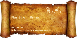 Mentler Anna névjegykártya
